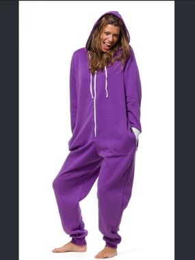 Thuggie Mini Thug Purple Hooded Zip-Front Onesie Jumpsuit with Flap